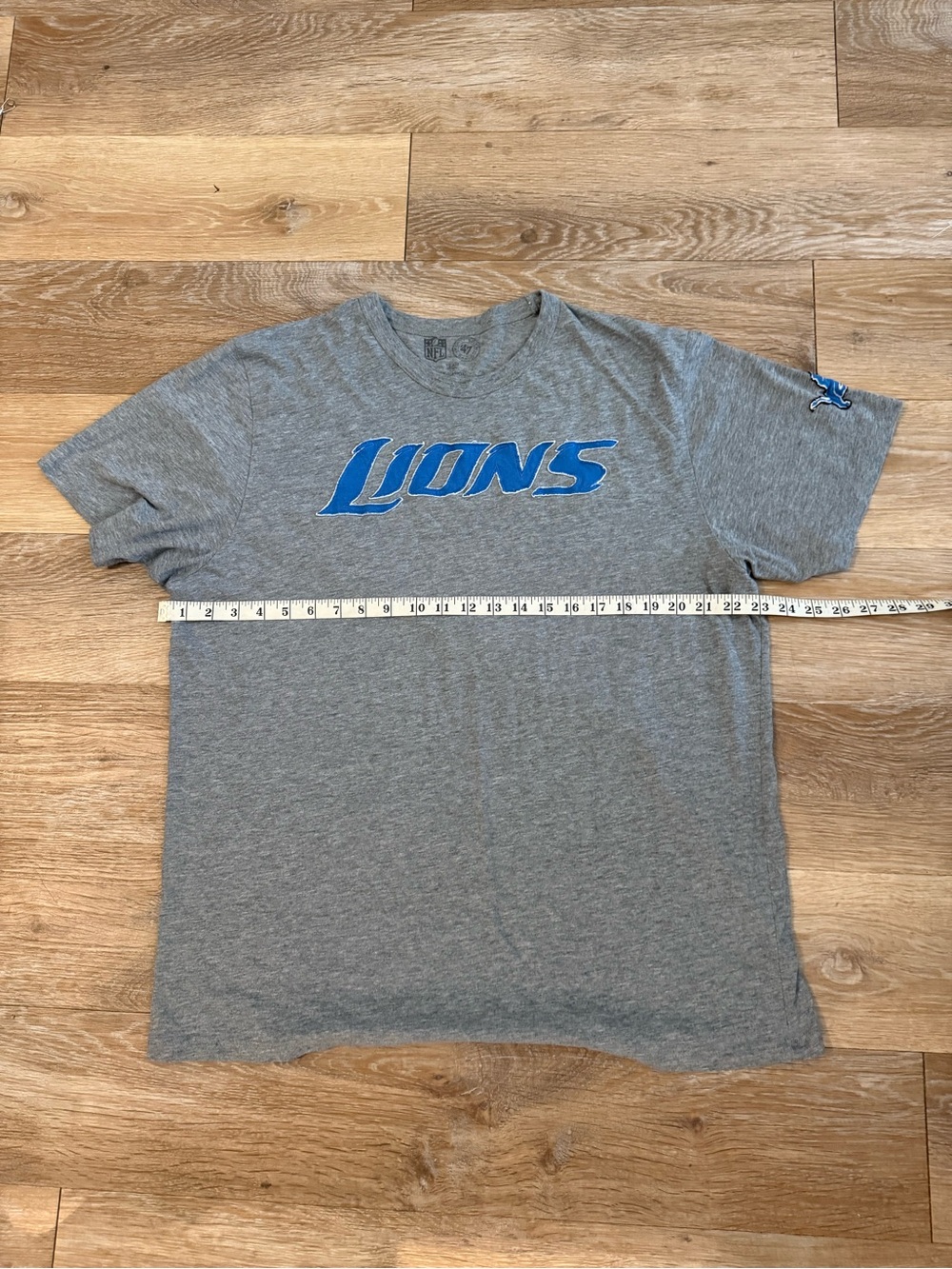 Men's Gray 'Lions' Short Sleeve T-Shirt with Blue Chest Logo